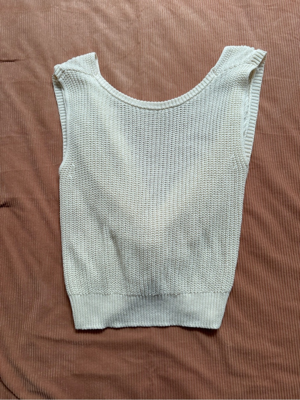 Women's Cream Knit Sleeveless Top